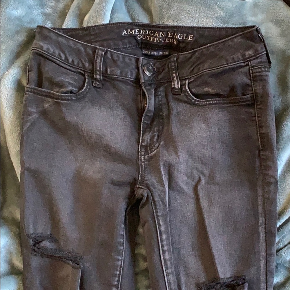 American Eagle Distressed Black Denim
